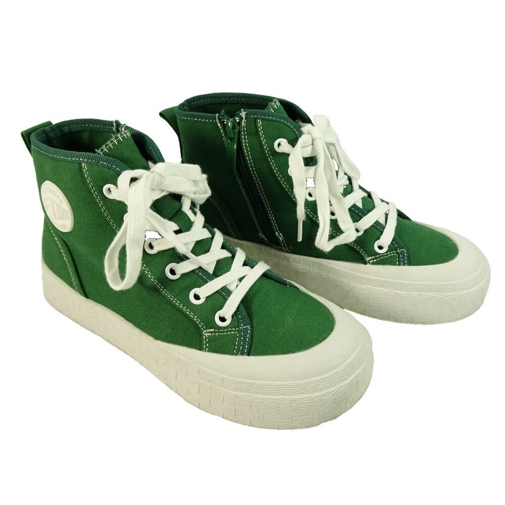 SoftMoc Green Canvas High Top Sneakers Vegan Zip Lace Shoes Women’s 38 / 7.5